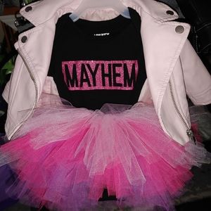 Primark faux Rose Leather Biker jacket with MAYHEM outfit